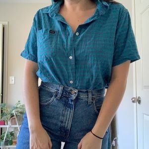 RVCA teal button up